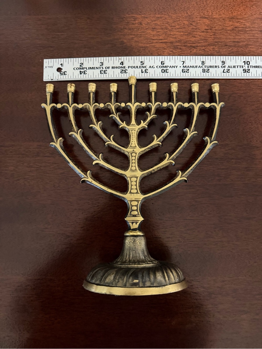 Ornate Brass Menorah with Tree Branch Design
